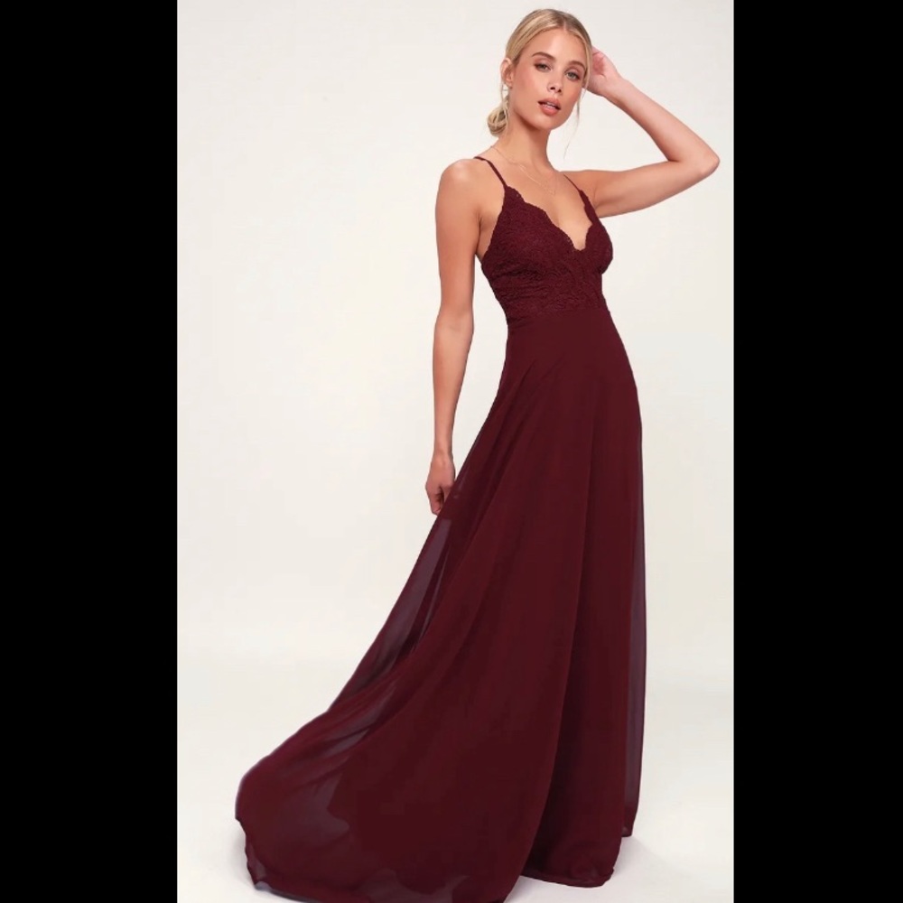 Madalyn Burgundy Lace Maxi Dress